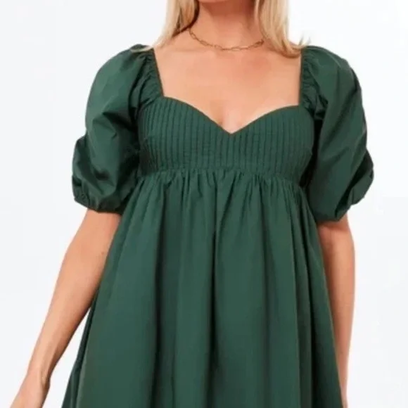 slim fit dress slacks Tuckernuck Garden Green Embroidered Malene Dress Garden Green / XXS